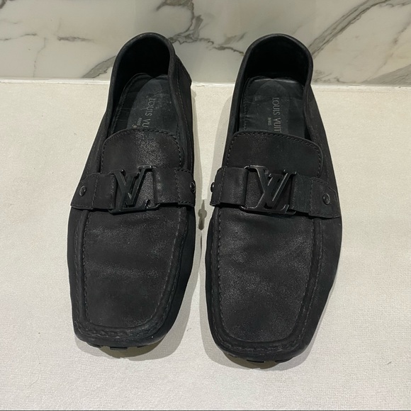 Pre Owned Authentic LOUIS VUITTON MONTE CARLO LOAFERS. Black, Leather, Size  9